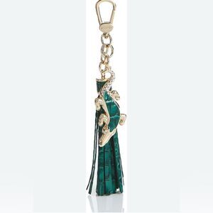 Brahmin Croc Emerald Green keychain🐊 Tassel Genuine Leather